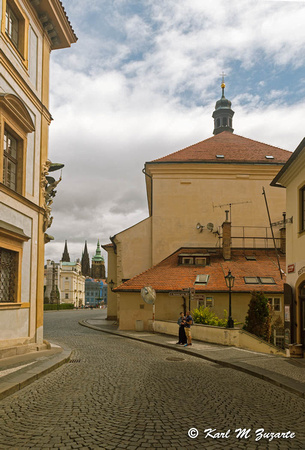 A street in Prague leading to the Castle