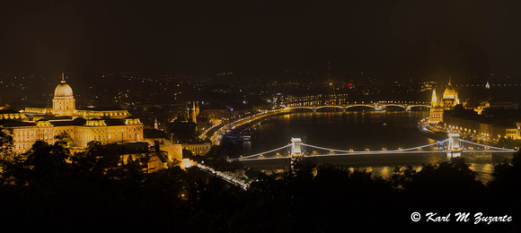 Aerial view of Budapest at Night