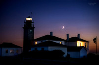 CRESCENT MOONRISE AT BEAVERTAIL LIGHT